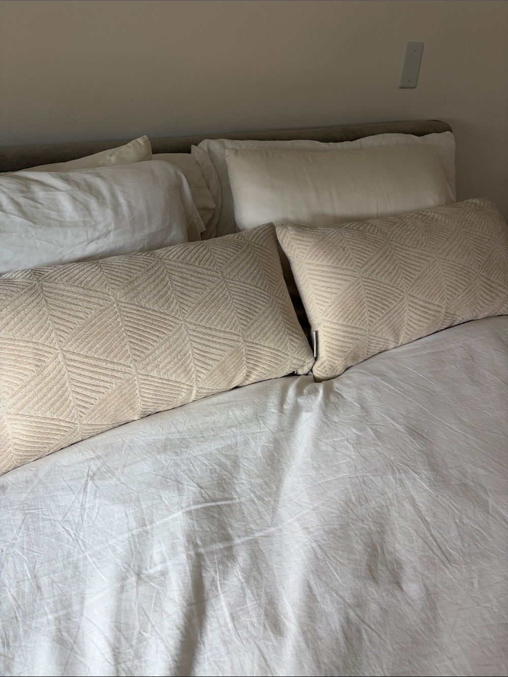 Cream Beige Lumbar Pillow Cover - Home Bedding